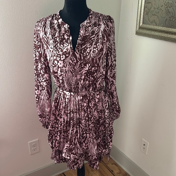 Skies are Blue zebra print tiered pleated dress Sz S - Picture 3 of 11